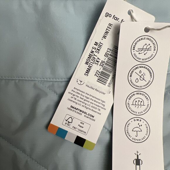 Smartwool Womens Insulated Smartloft 60 Pull-On Skirt Winter Sky Blue Medium New - Picture 5 of 9